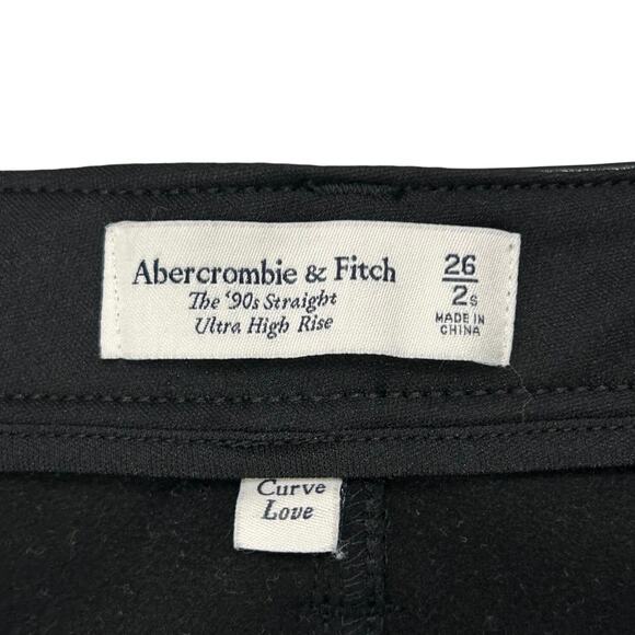 Abercrombie & Fitch 90s Straight Ultra High Rise Curve Love Pants Vegan Leather - Picture 6 of 13